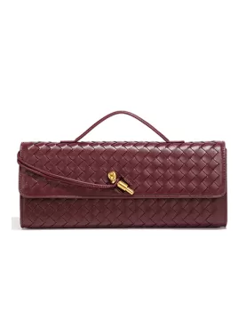 Allegria Long Clutch With Handle Vegan Leather Bag Burgundy
