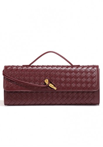 Allegria Long Clutch With Handle Vegan Leather Bag Burgundy