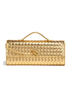 Allegria Long Clutch With Handle Vegan Leather Bag Gold