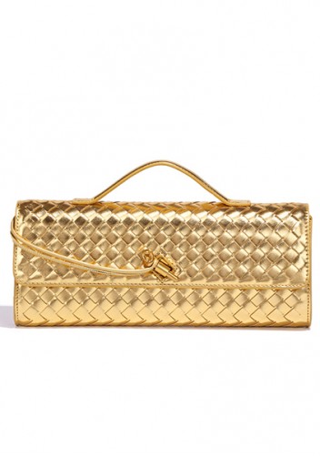 Allegria Long Clutch With Handle Vegan Leather Bag Gold