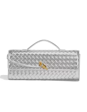 Allegria Long Clutch With Handle Vegan Leather Bag Silver