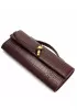 Allegria Long Clutch With Handle Croc Leather Bag Choco