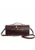 Allegria Long Clutch With Handle Croc Leather Bag Choco