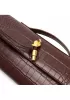 Allegria Long Clutch With Handle Croc Leather Bag Choco