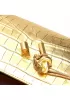 Allegria Long Clutch With Handle Croc Leather Bag Gold