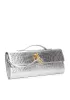 Allegria Long Clutch With Handle Croc Leather Bag Silver