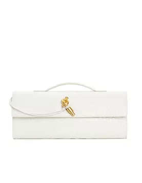 Allegria Long Clutch With Handle Croc Leather Bag White
