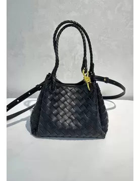 Mia Chute Leather Small Shoulder Bag Black