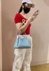 Mia Chute Leather Small Shoulder Bag Blue