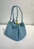 Mia Chute Leather Small Shoulder Bag Blue