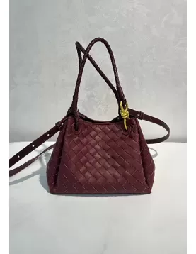 Mia Chute Leather Small Shoulder Bag Burgundy