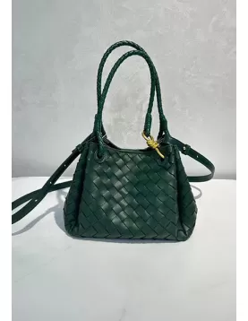 Mia Chute Leather Small Shoulder Bag Dark Green
