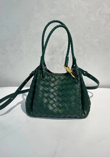 Mia Chute Leather Small Shoulder Bag Dark Green