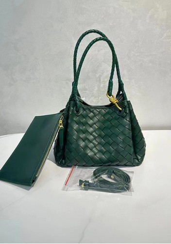 Mia Chute Leather Small Shoulder Bag Dark Green