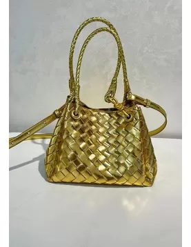 Mia Chute Leather Small Shoulder Bag Gold