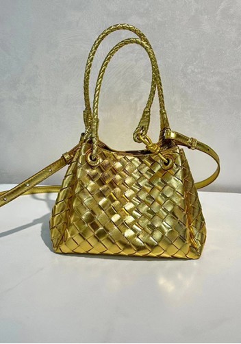 Mia Chute Leather Small Shoulder Bag Gold