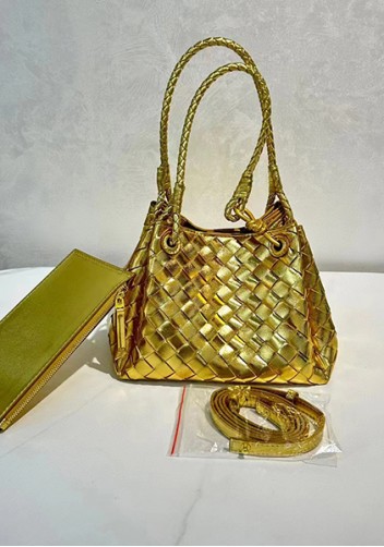 Mia Chute Leather Small Shoulder Bag Gold