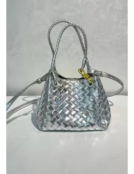 Mia Chute Leather Small Shoulder Bag Silver