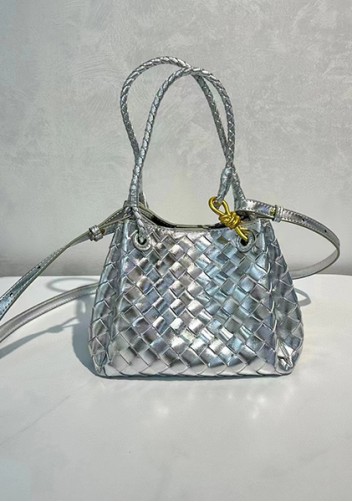 Mia Chute Leather Small Shoulder Bag Silver