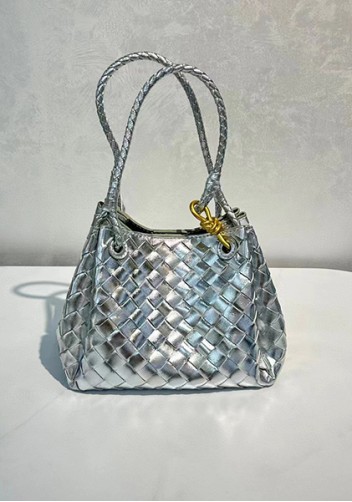 Mia Chute Leather Small Shoulder Bag Silver