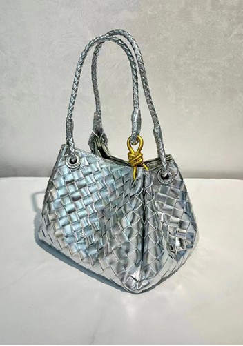 Mia Chute Leather Small Shoulder Bag Silver