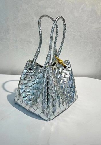 Mia Chute Leather Small Shoulder Bag Silver