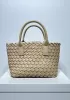 Grand Boulevard Woven Small Tote Beige