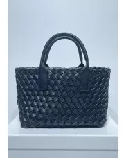 Grand Boulevard Woven Small Tote Black