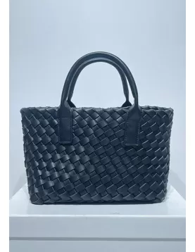 Grand Boulevard Woven Small Tote Black