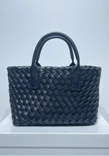 Grand Boulevard Woven Small Tote Black