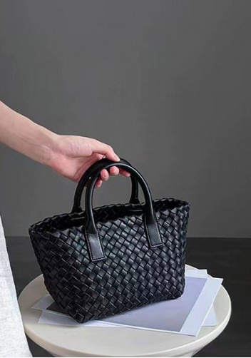 Grand Boulevard Woven Small Tote Black