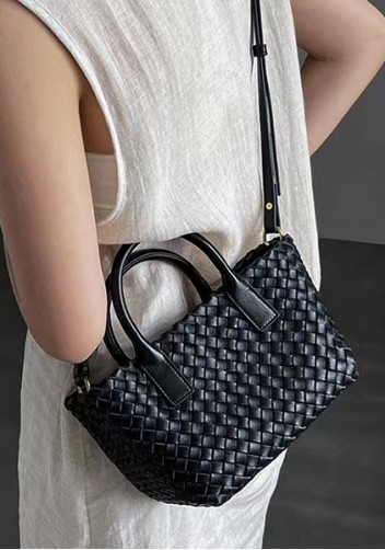 Grand Boulevard Woven Small Tote Black