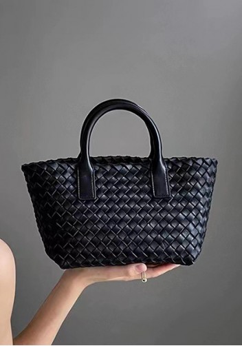 Grand Boulevard Woven Small Tote Black