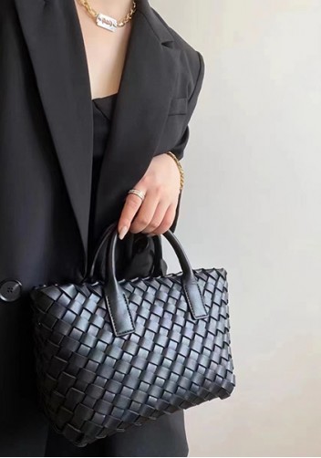 Grand Boulevard Woven Small Tote Black