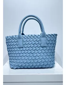 Grand Boulevard Woven Small Tote Blue