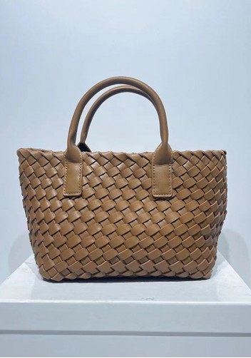 Grand Boulevard Woven Small Tote Camel