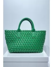 Grand Boulevard Woven Small Tote Green