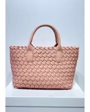 Grand Boulevard Woven Small Tote Light Pink