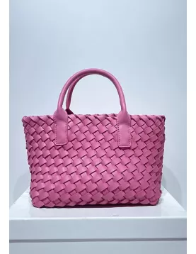 Grand Boulevard Woven Small Tote Pink