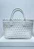 Grand Boulevard Woven Small Tote White