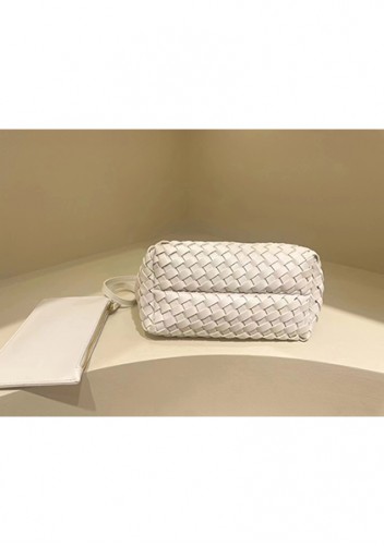 Grand Boulevard Woven Small Tote White