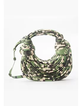 Dina Spaghetti Vegan Leather Knot Shoulder Bag Camouflage