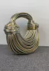 Dina Spaghetti Vegan Leather Knot Shoulder Bag Gold Silver