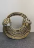 Dina Spaghetti Vegan Leather Knot Shoulder Bag Gold Silver