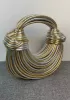 Dina Spaghetti Vegan Leather Knot Shoulder Bag Gold Silver