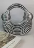 Dina Spaghetti Vegan Leather Knot Shoulder Bag Matt Silver