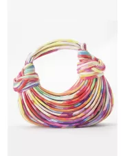 Dina Spaghetti Vegan Leather Knot Shoulder Bag Multi Coloured Pink