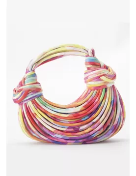 Dina Spaghetti Vegan Leather Knot Shoulder Bag Multi Coloured Pink