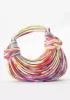 Dina Spaghetti Vegan Leather Knot Shoulder Bag Multi Coloured Pink