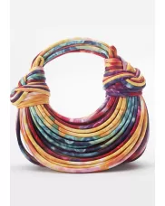 Dina Spaghetti Vegan Leather Knot Shoulder Bag Multi Coloured Purple